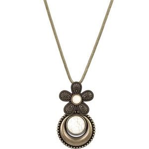 Bronze Flower Detailed Necklace & Earrings